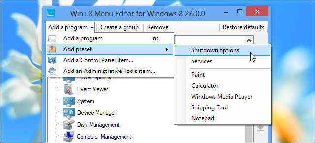 Win+X Menu Editor