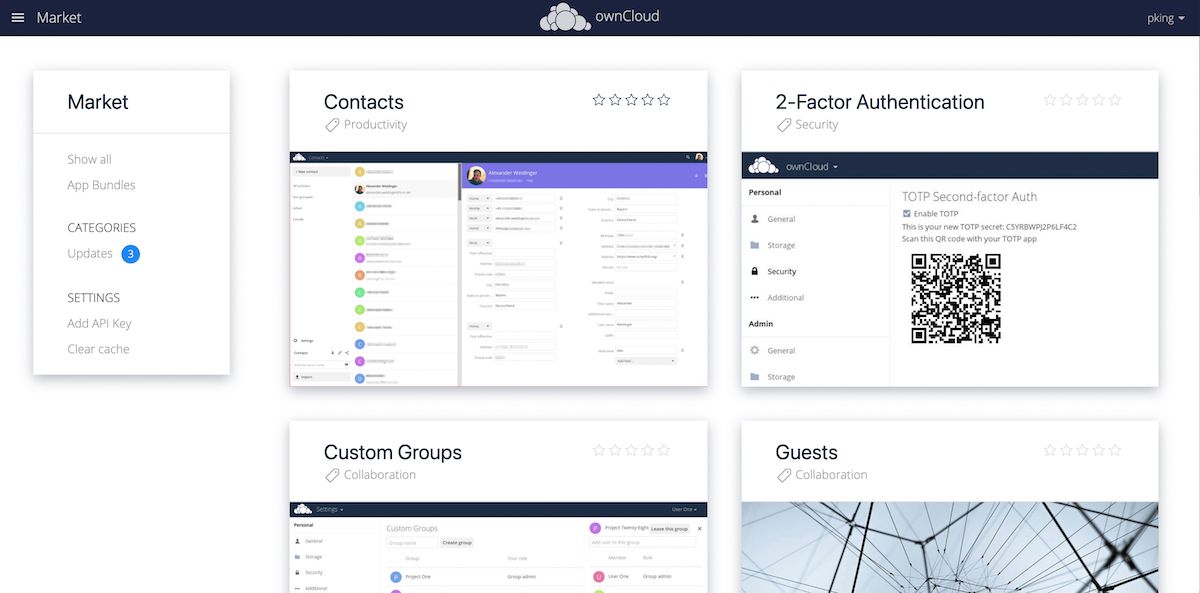 Маркет приложений ownCloud