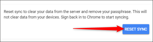 Кнопка «Сбросить синхронизацию» в аккаунте Google