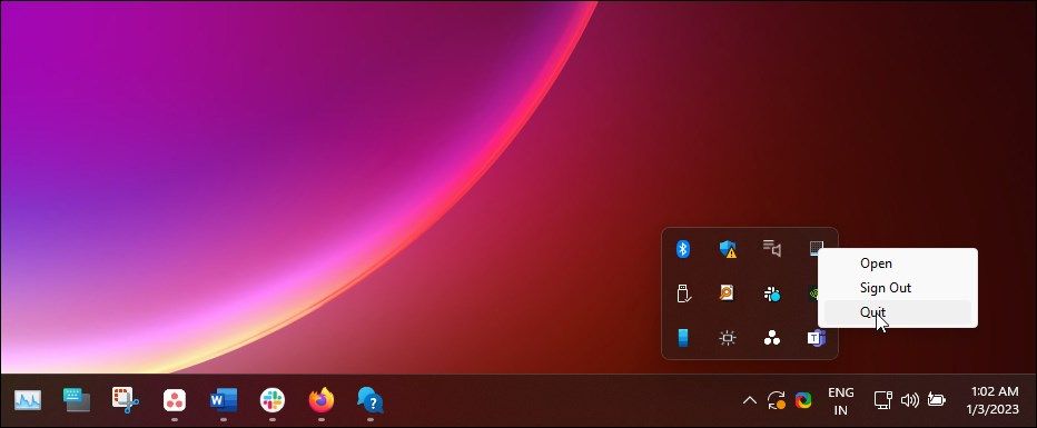 Закрытие фонового приложения через трей Windows