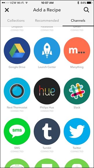 Канал Nest Thermostat в списке каналов