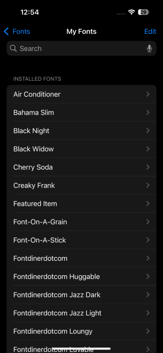 Просмотр установленных шрифтов на iPhone