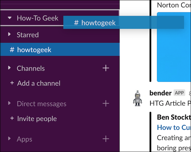 Перетащите канал или личное сообщение в новый раздел