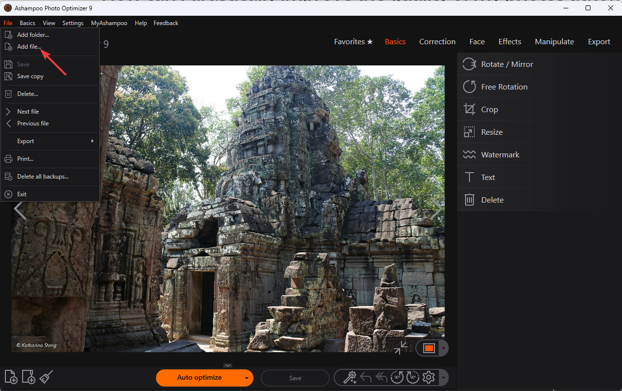 Окно добавления файлов — кнопки «Добавить файл» и «Добавить папку»