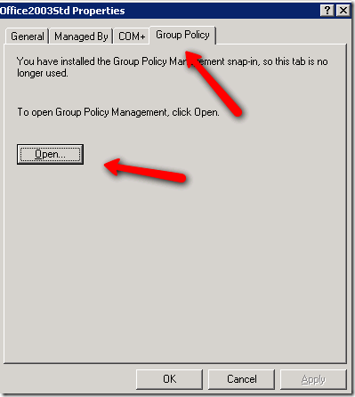 Открытие управления групповыми политиками для OU