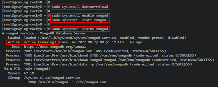 Сервис MongoDB работает