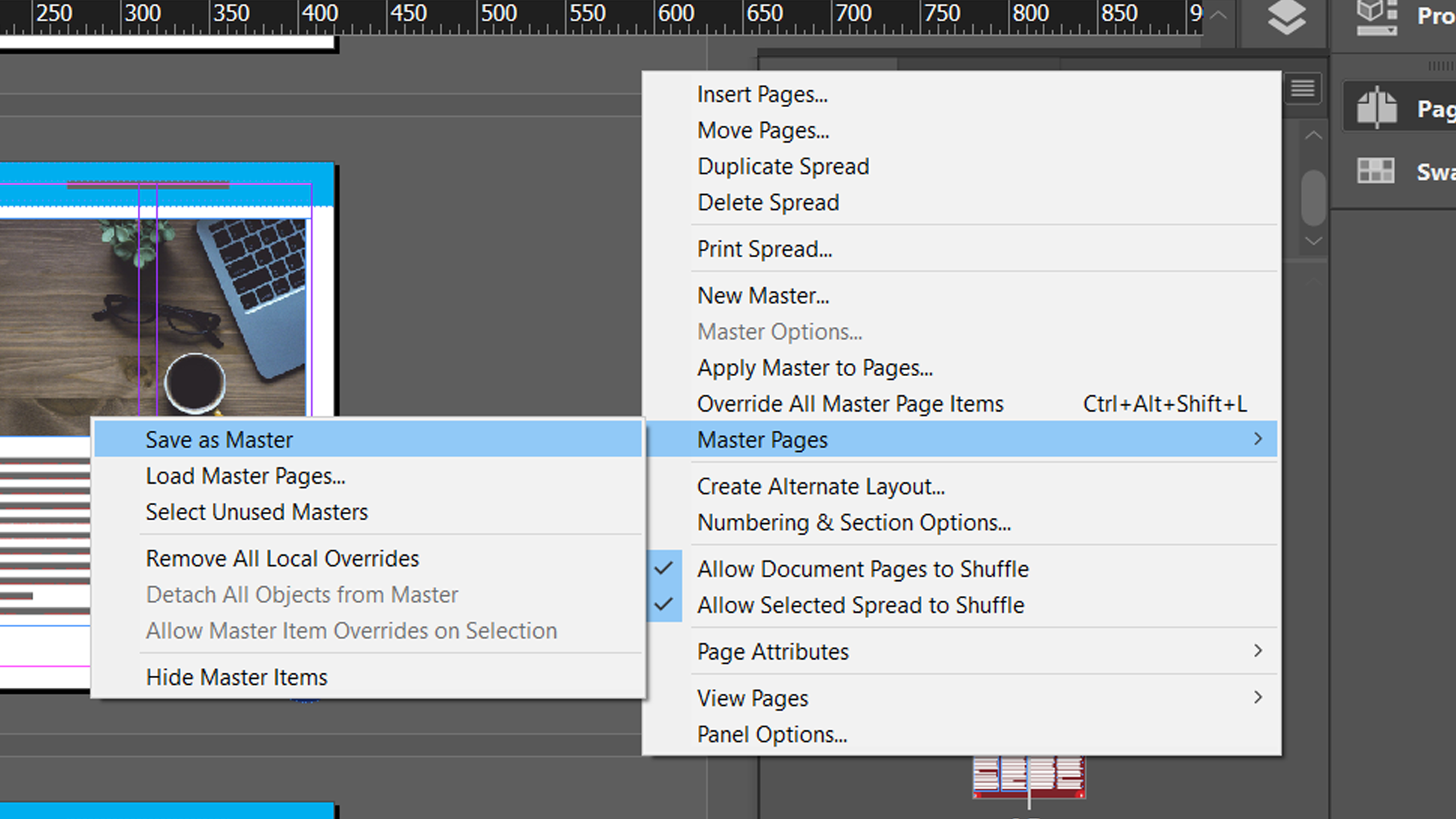 Save InDesign pages as new Master Pages