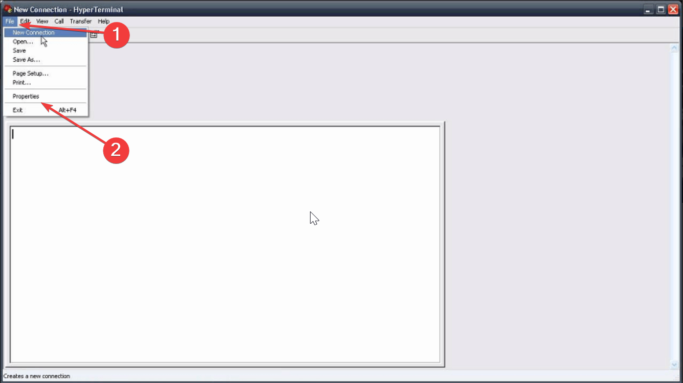 Диалог «Свойства» HyperTerminal — вкладка настроек