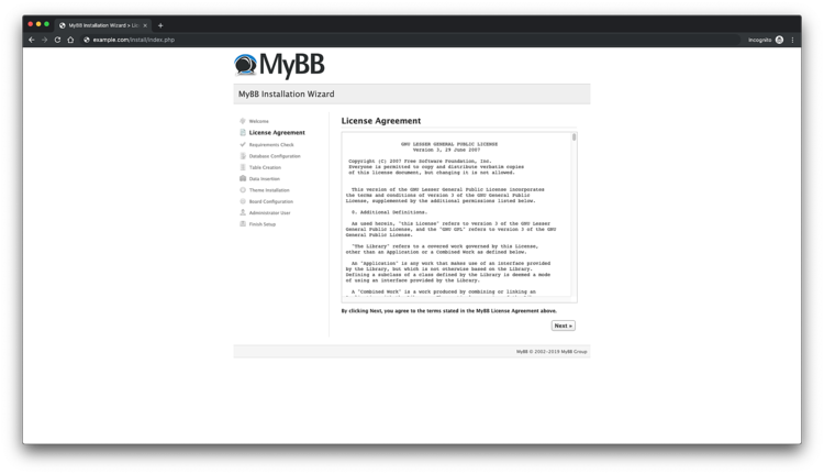 Лицензия MyBB