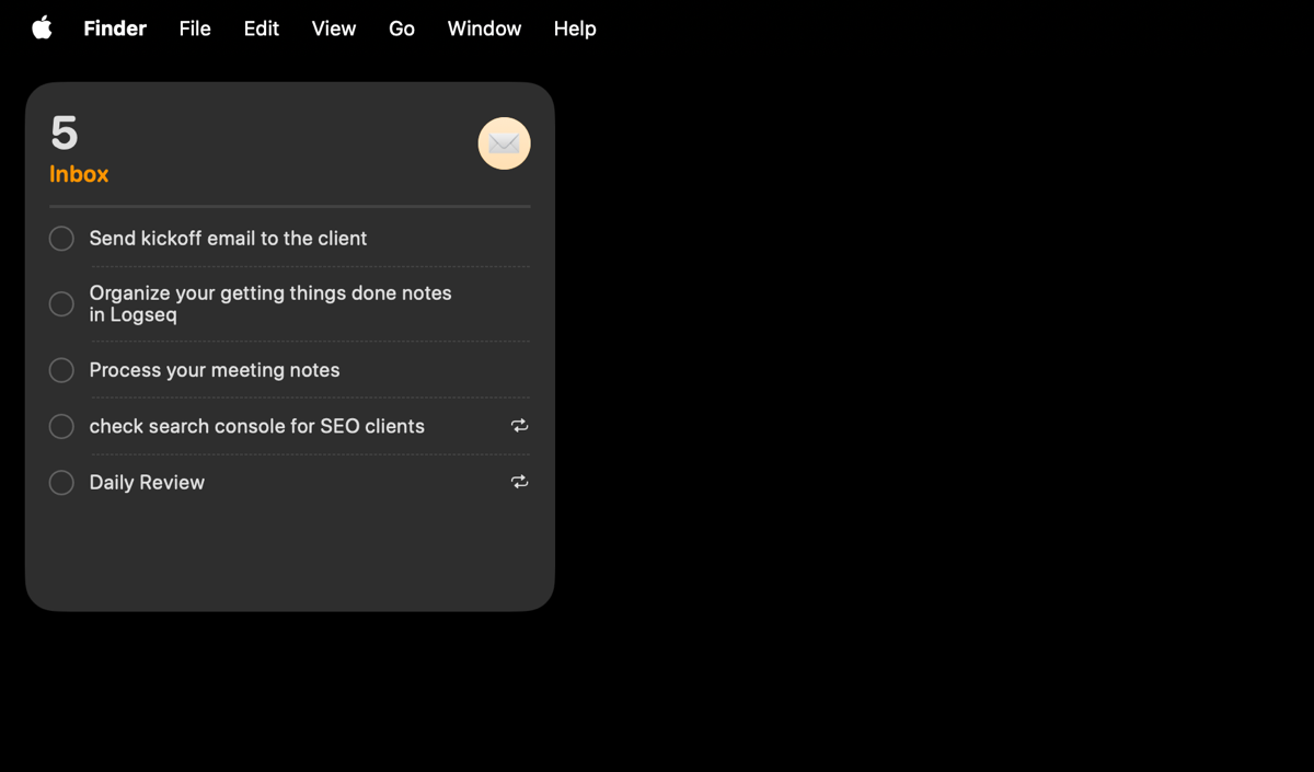 Виджет Reminders в macOS