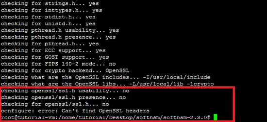OpenSSL 開発ヘッダ不足のエラーメッセージ