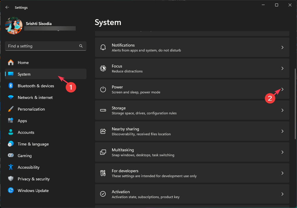 Окно Параметры — Питание и батарея