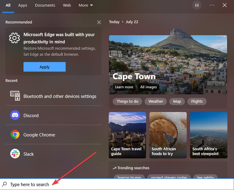 Поиск приложения для запуска в полноэкранном режиме в Windows 10