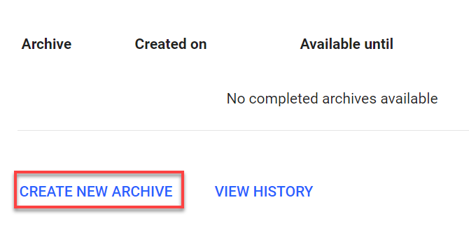 Gmail -- Create New Archive