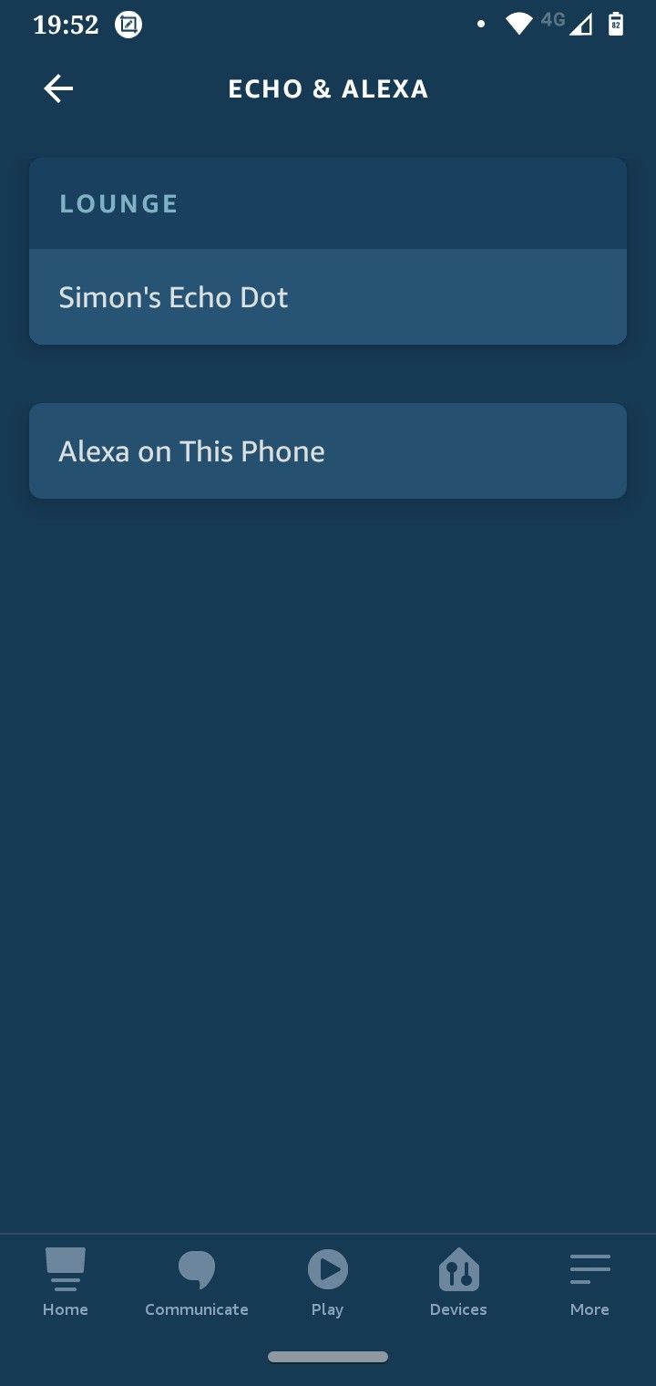 Выбор устройства Alexa в списке