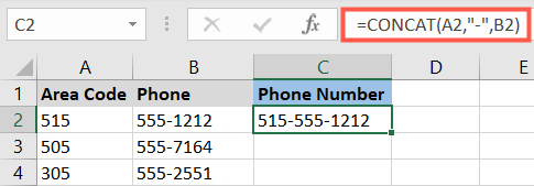 CONCAT с дефисом