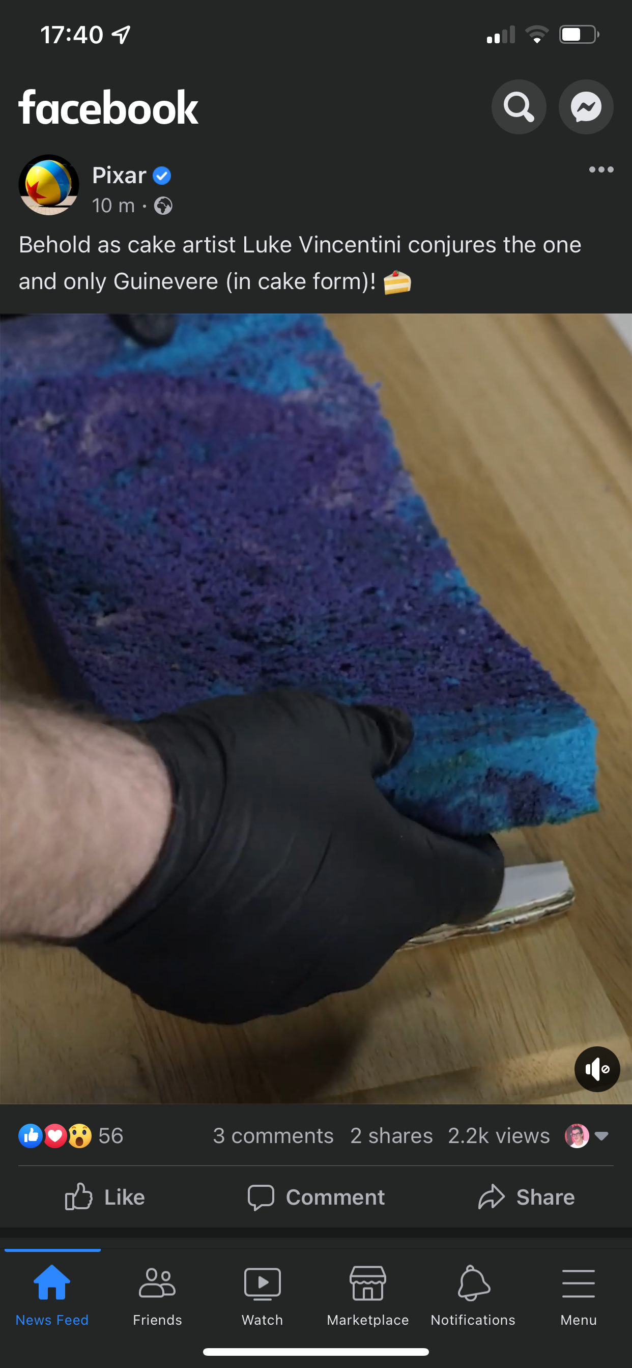 Скриншот: меню Facebook — переключение ленты