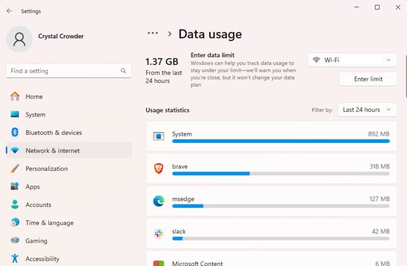 Просмотр истории использования данных.