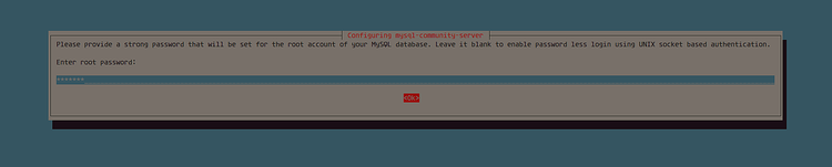 Окно установки пароля MySQL