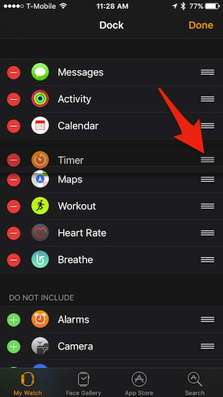 Скриншот: перетягивание приложения в списке Dock на iPhone за три линии