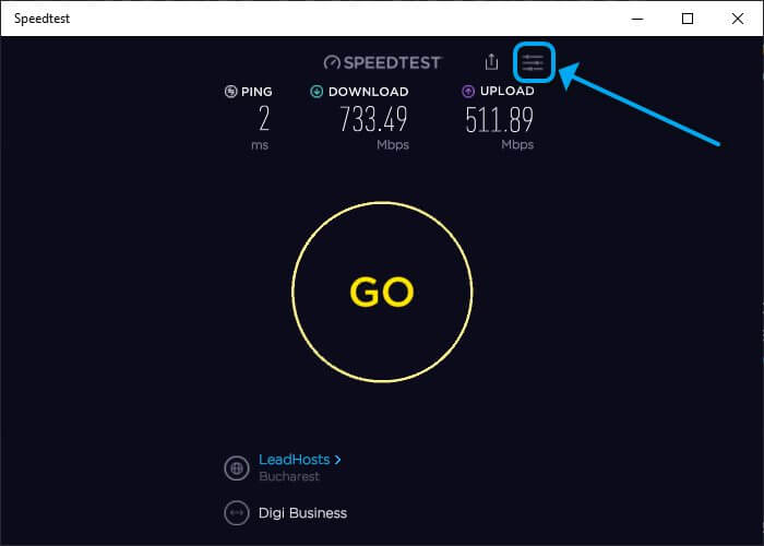 Кнопка «More» в приложении Speedtest от Ookla