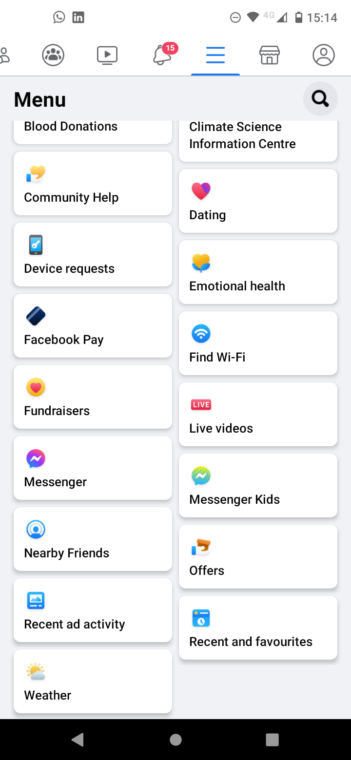 Facebook Live на Android — навигация