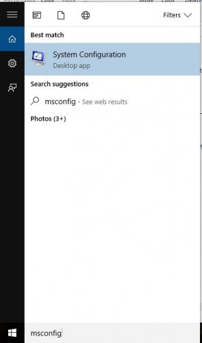 Окно ввода команды msconfig