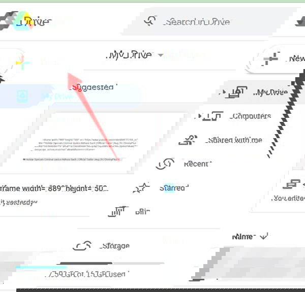 Создать новый файл в Google Диске, меню с опцией Google Формы
