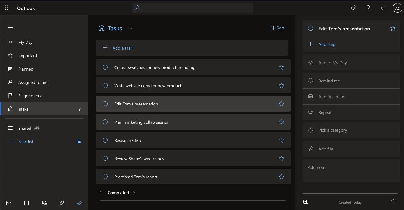 Панель деталей задачи с настройками напоминаний и повтора