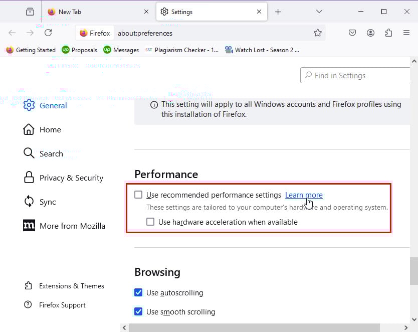 Параметры производительности в Windows