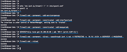 Включение перенаправления портов и настройки firewalld