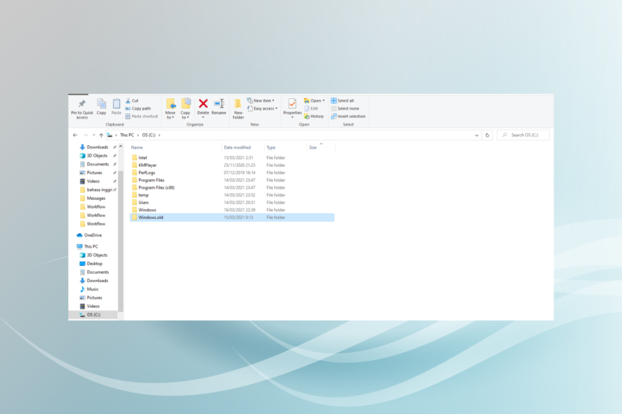 Как удалить папку Windows.old и освободить место