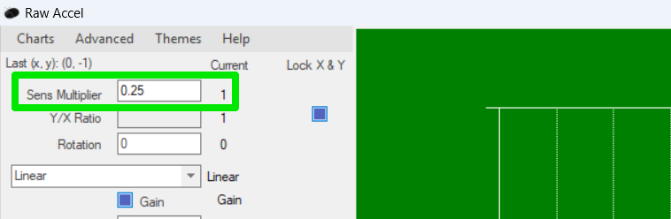 Sens Multiplier установлен на низкое значение