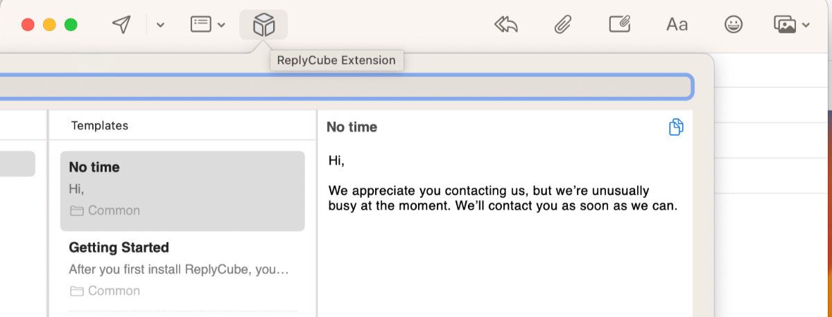 Использование расширения в окне создания письма