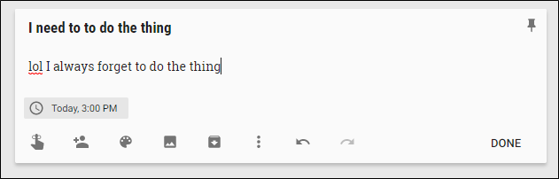 Создание напоминания внутри заметки