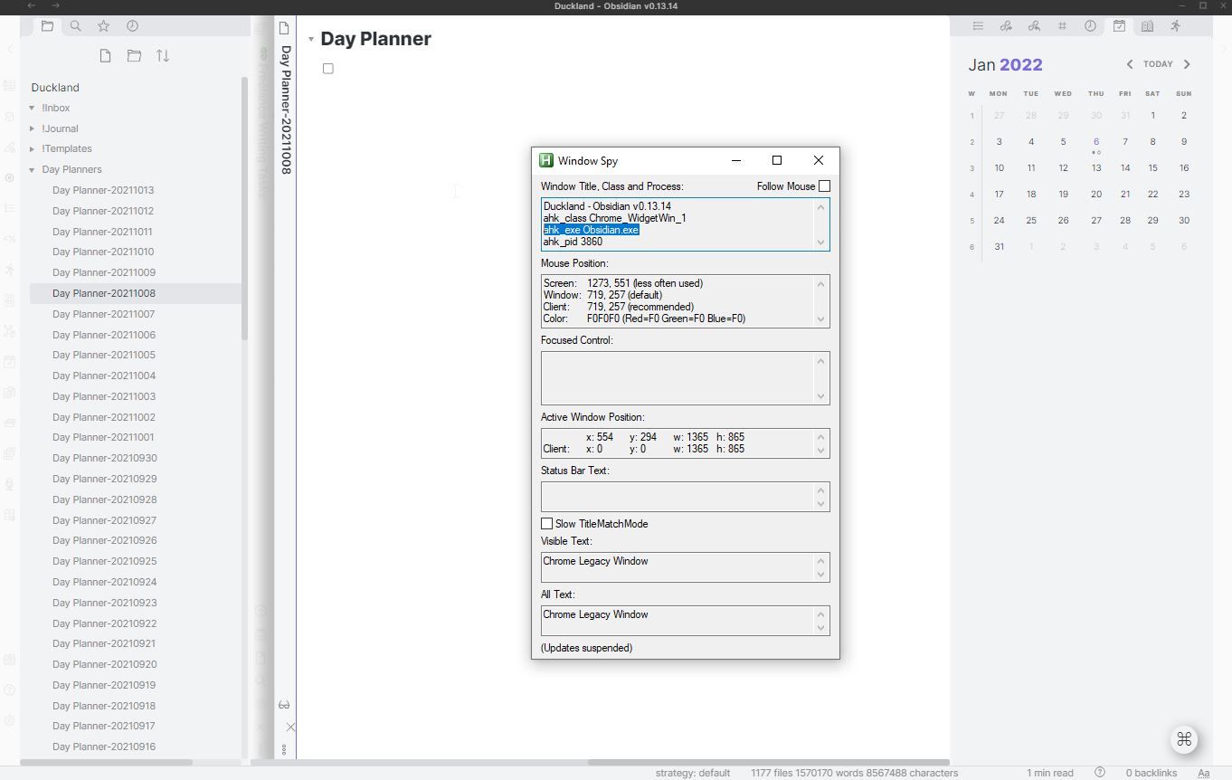 Window Spy показывает ahk_class, ahk_exe и ahk_pid для окна
