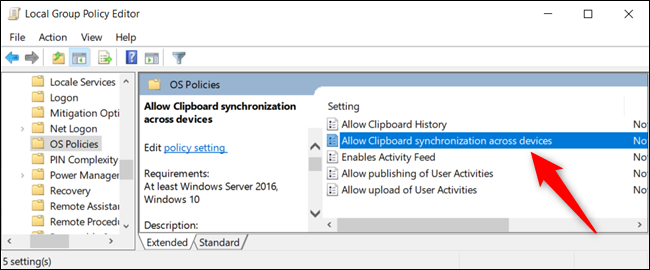 Найдите и дважды щёлкните Allow Clipboard Synchronization across Devices.