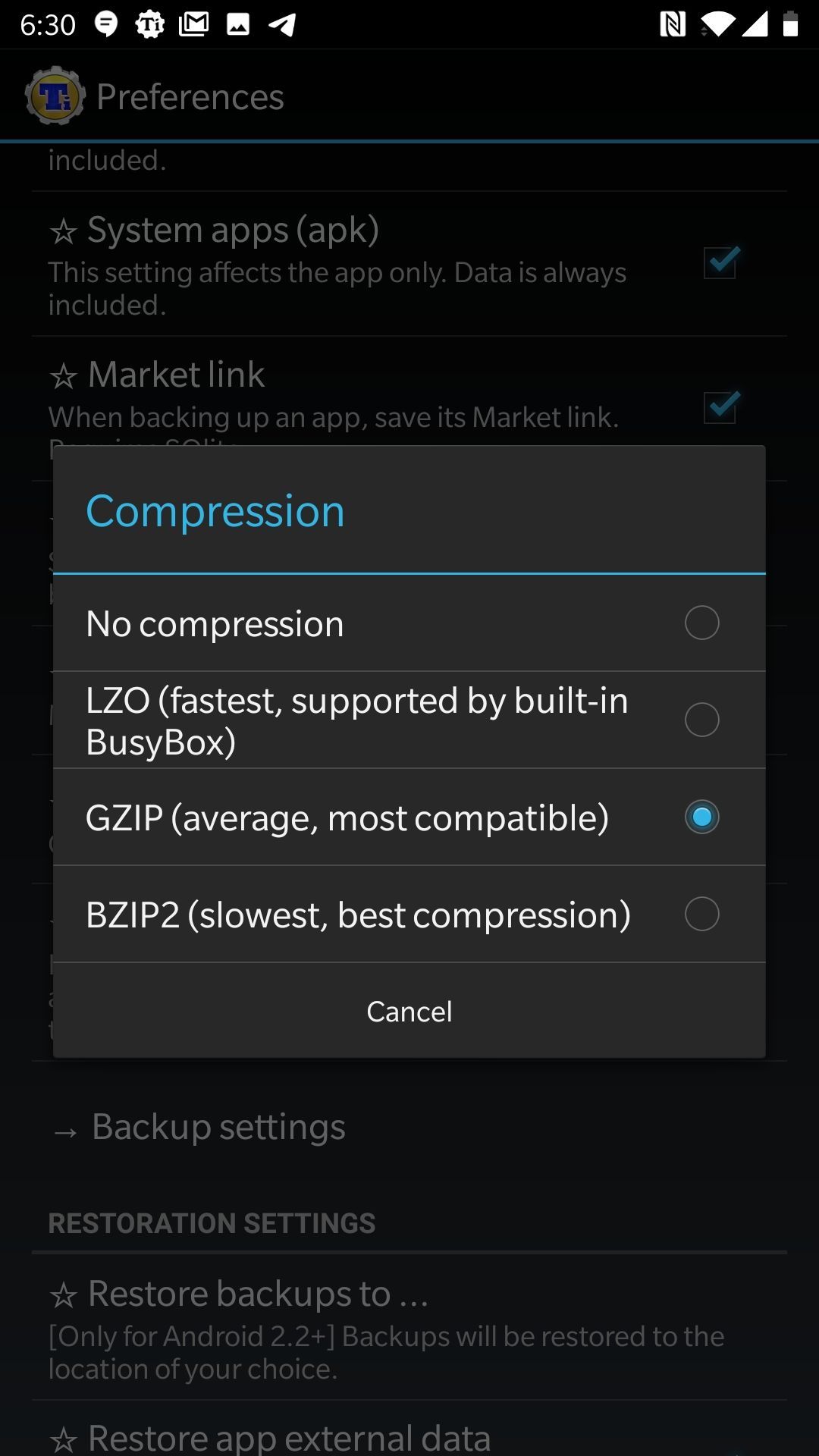set compression titanium backup
