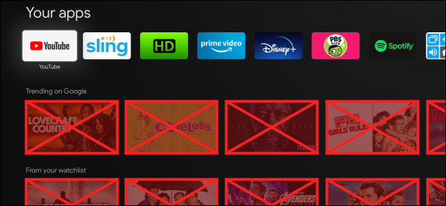Отключить рекомендации Google TV