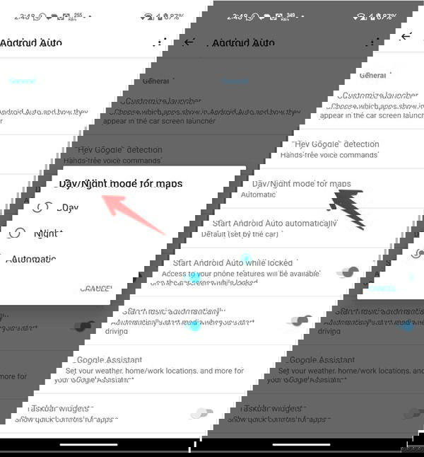 Выбор режима день/ночь в Android Auto