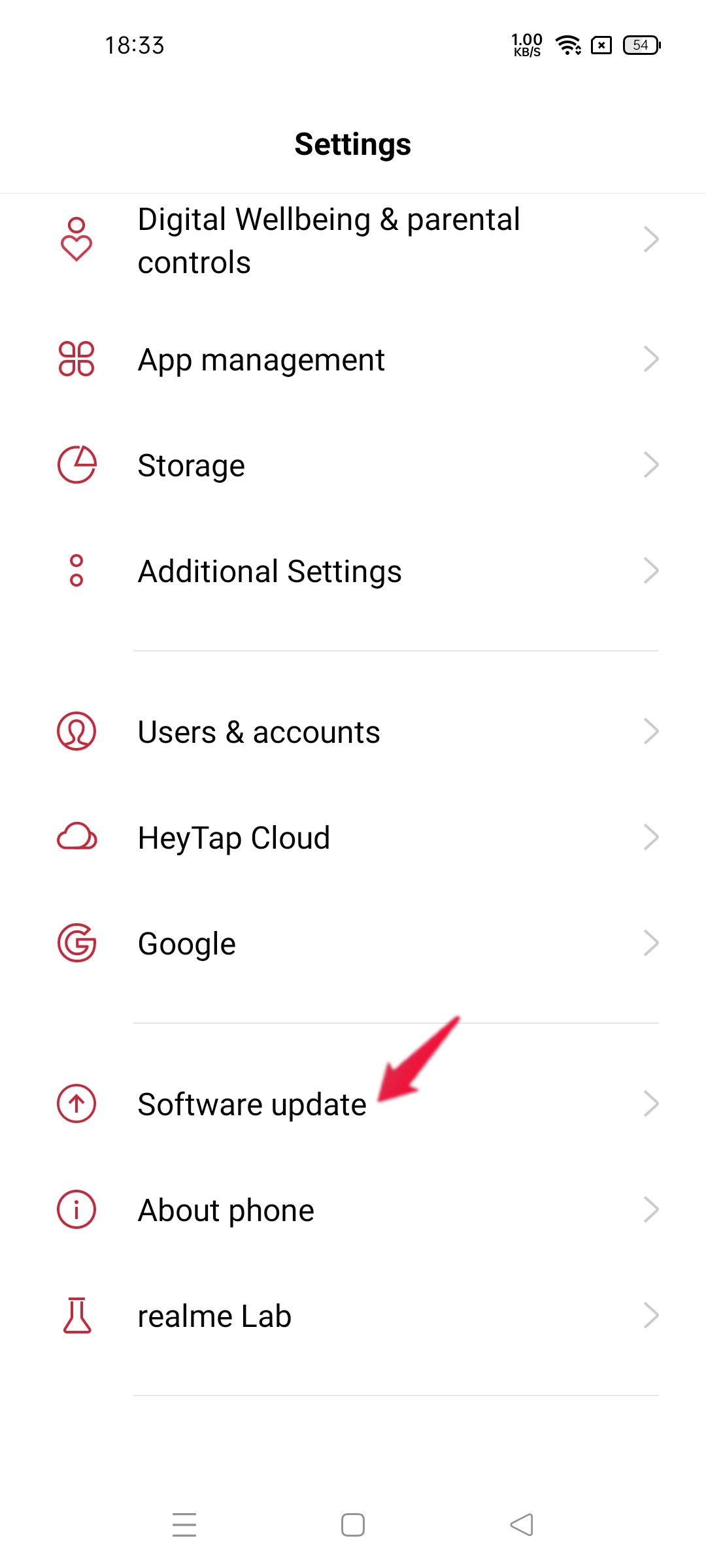 Option Mise à jour logicielle dans les paramètres Android