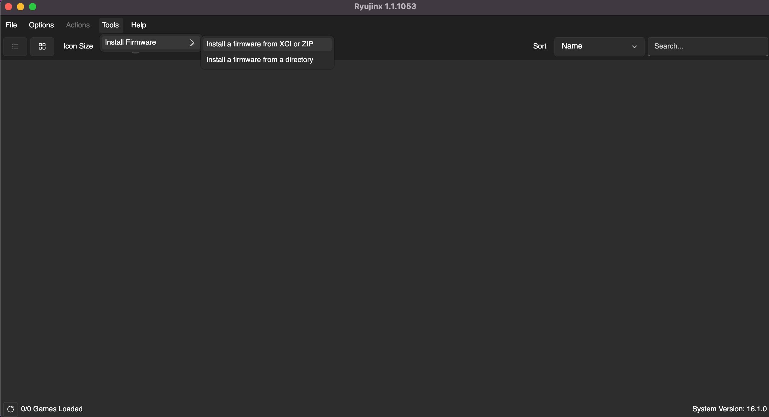 Ryujinx open with the option to install firmware