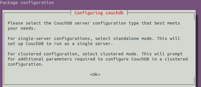 Установщик CouchDB предлагает выбрать режим установки
