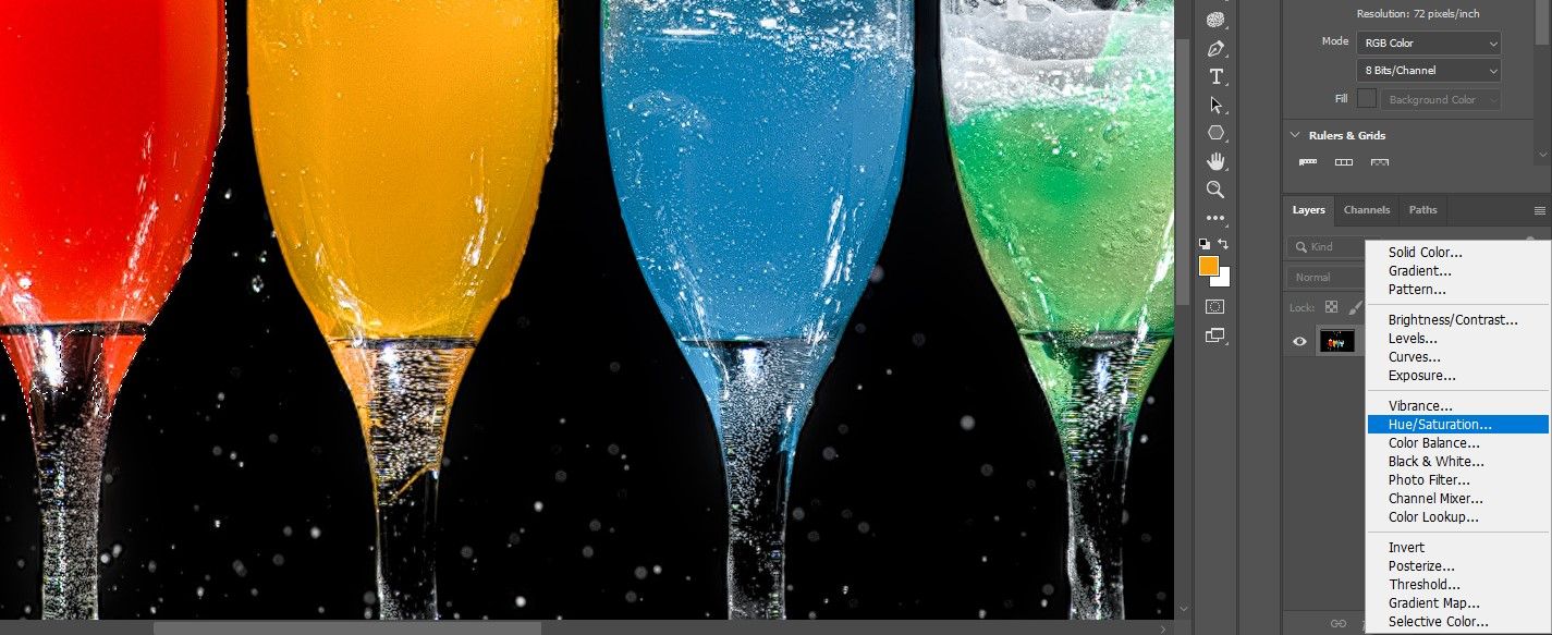 Шаг 5: Создайте слой Цветовой тон/Насыщенность