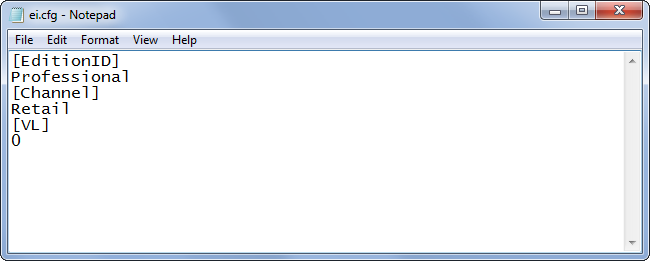 Файл ei.cfg, предотвращающий запрос ключа при установке Windows 8.1