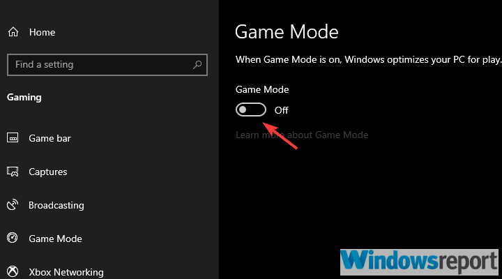 Параметры игрового режима Windows 10