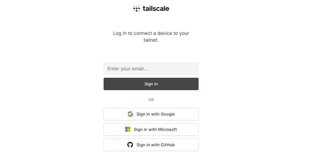 login sign up in tailscale website and authenticate