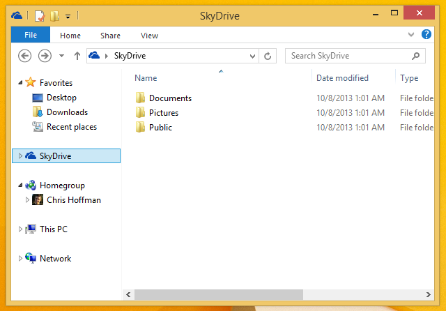SkyDrive в Проводнике Windows 8.1