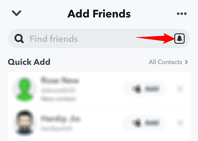 Нажмите иконку Snapcode.