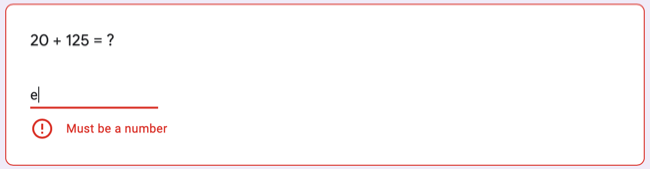 Сообщение об ошибке «Должно быть числом» в Google Forms